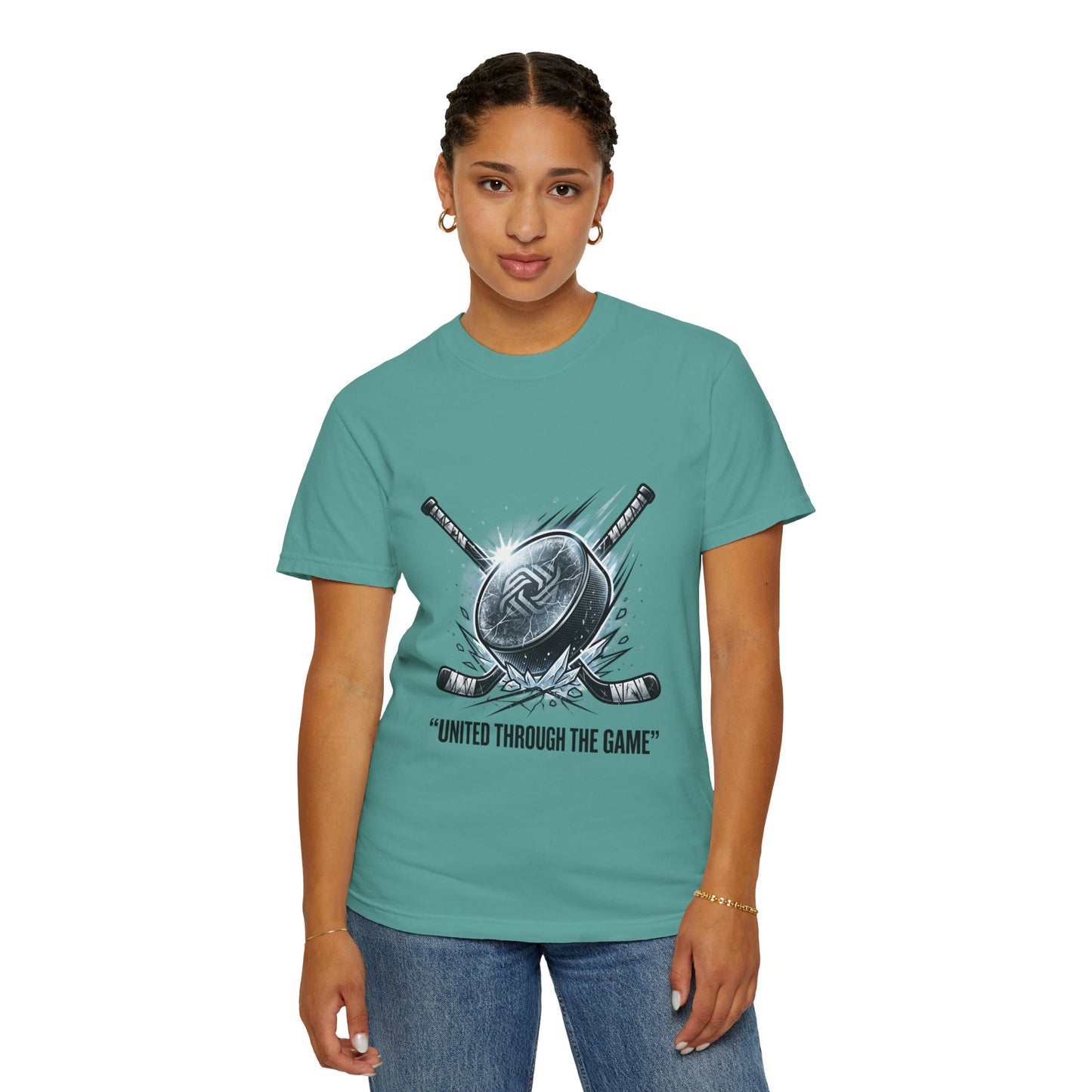 Hockey Graphic Tee — "United Through the Game" Team Spirit T-Shirt