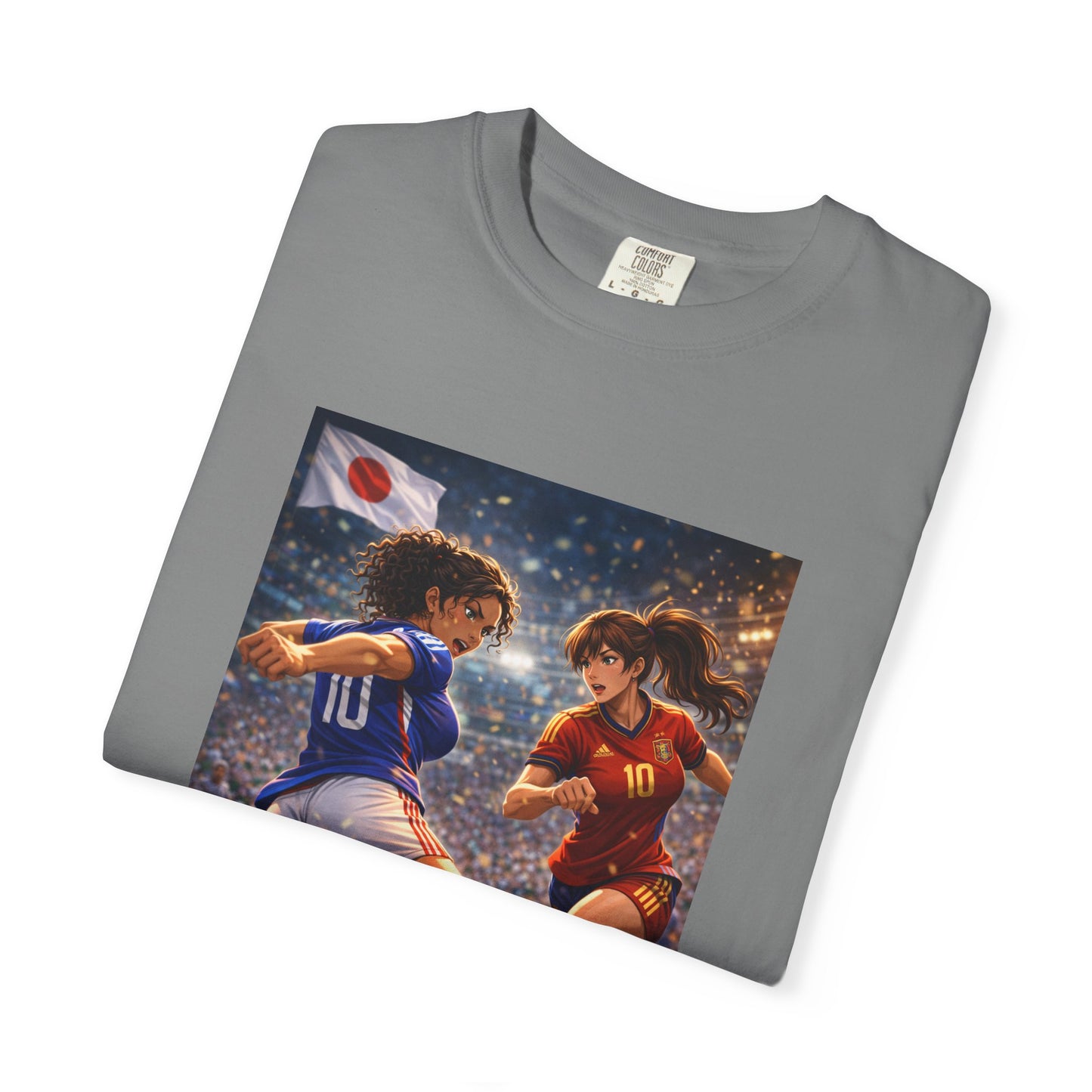 JAPAN Soccer Duel Graphic T-Shirt — Intense Japan vs Spain Football Art