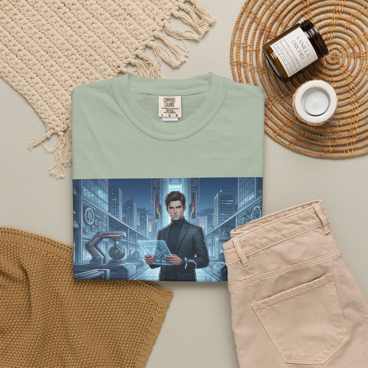 Cyberpunk Detective T-Shirt — Futuristic Noir Cityscape Graphic Tee
