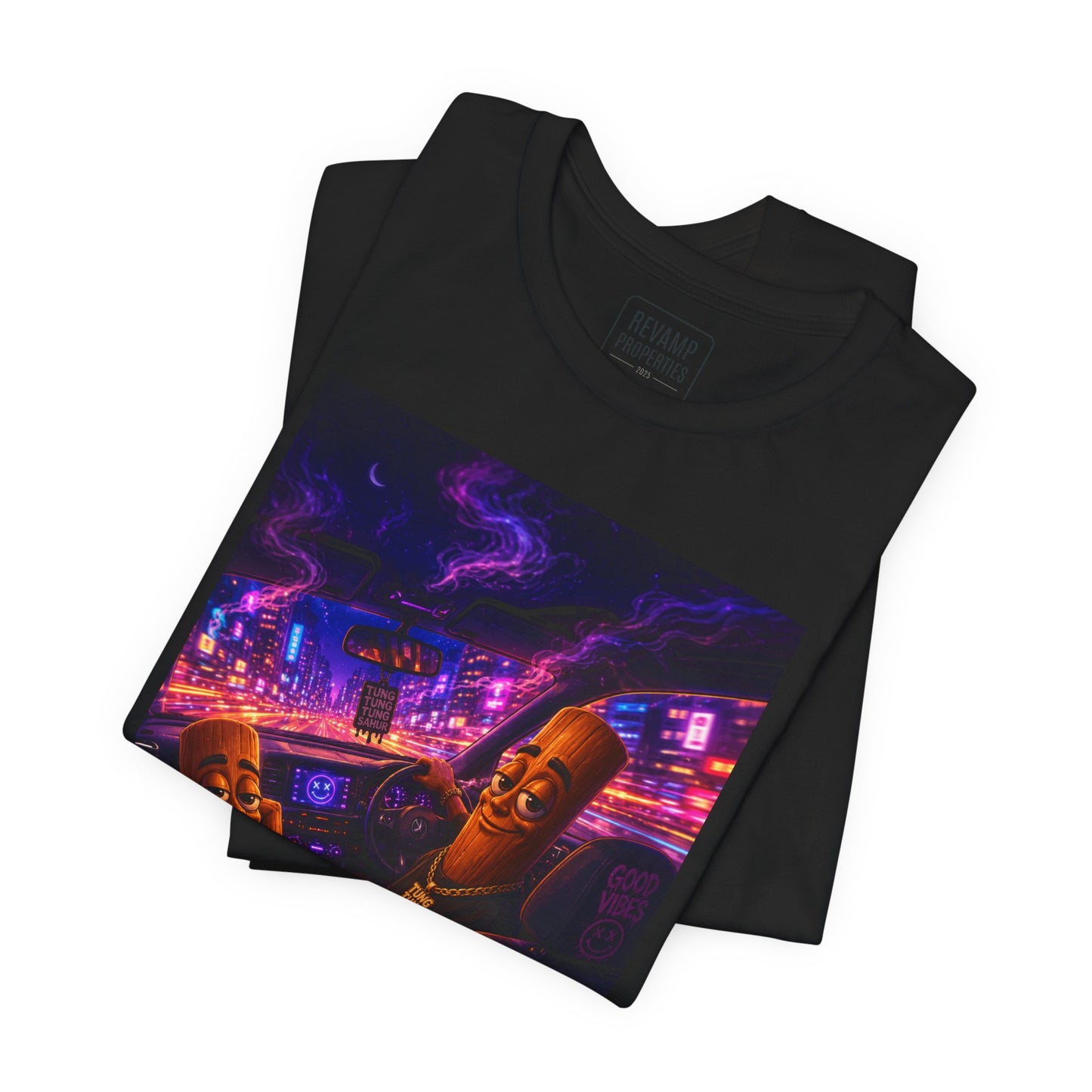 Tung Tung Tung Sahur Who Ride Like Us T-Shirt — Night Cruise Vaporwave Graphic Tee