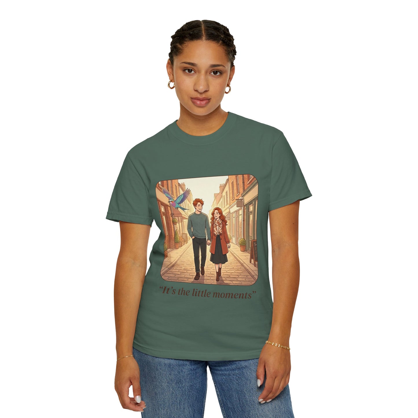 Romantic Stroll T-Shirt — “It’s the little moments” Couple Illustration Tee