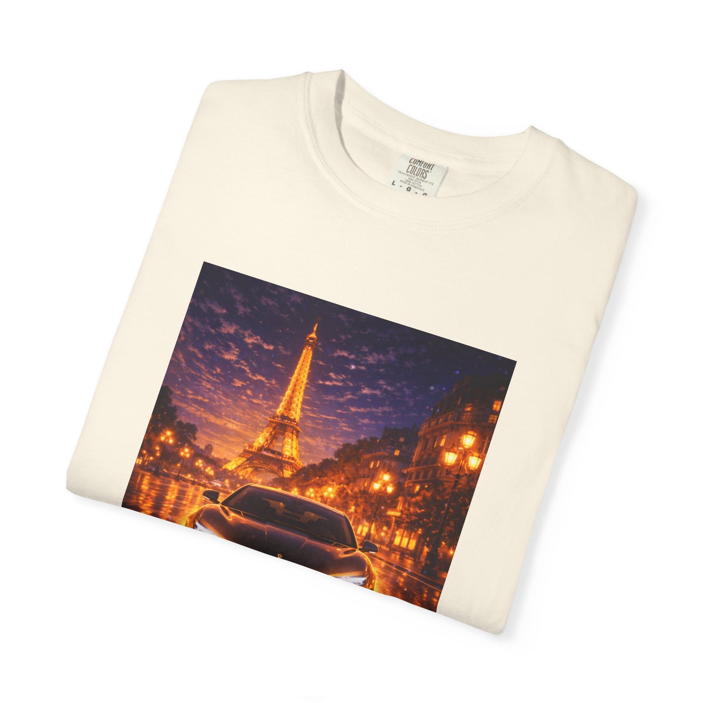 Paris Night Drive T-Shirt — Eiffel Tower Car Scene