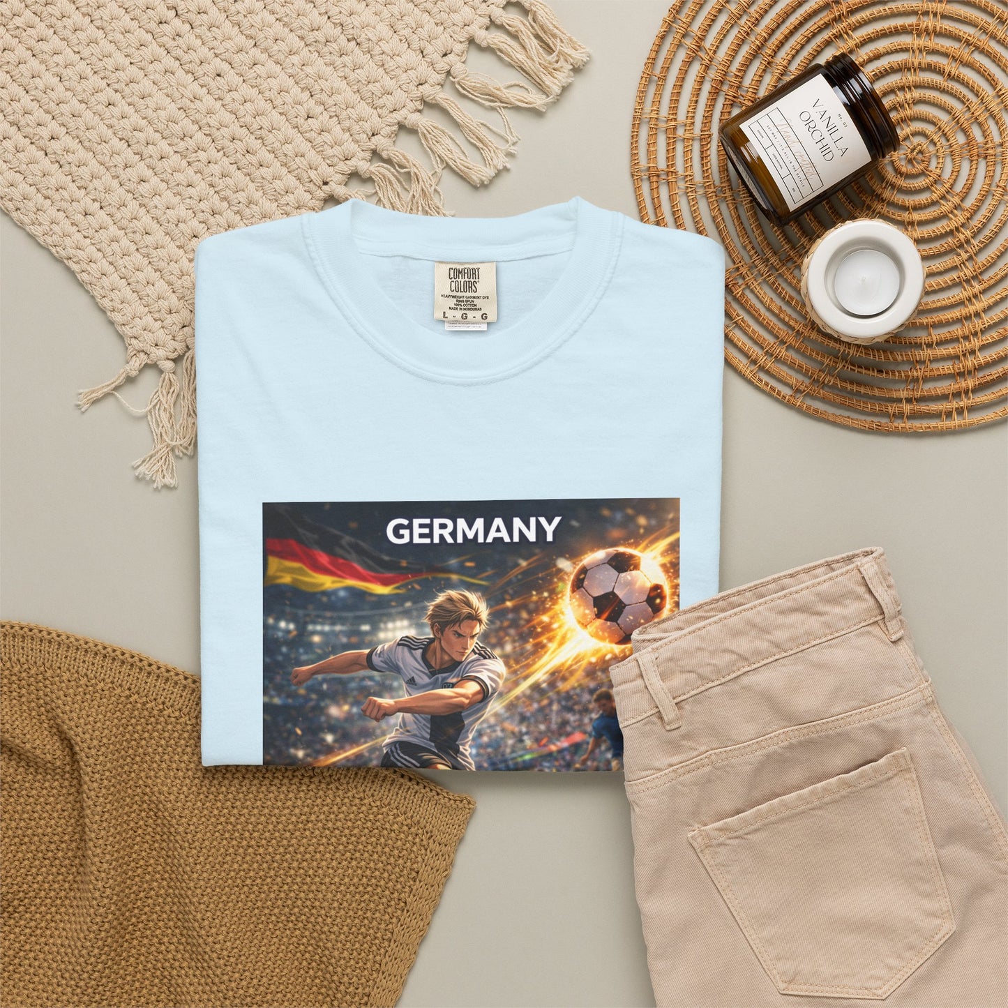 Germany Soccer Player Graphic T-Shirt — Retro Football Stadium Print