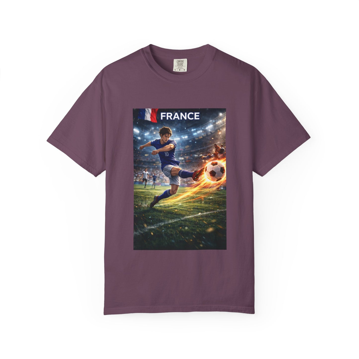France Soccer Player Graphic T-Shirt — Football Kick Stadium Design