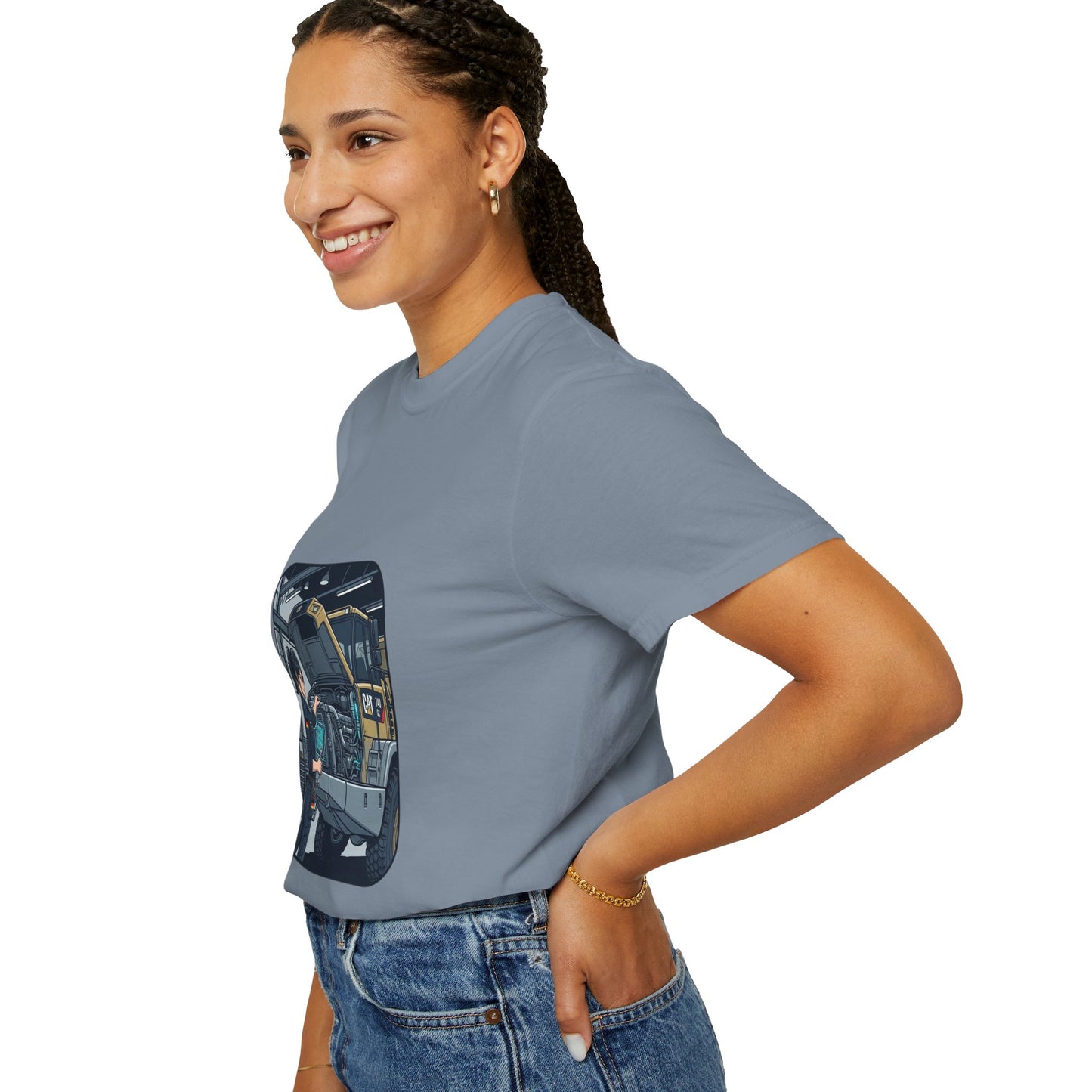 Mechanic Garage Scene T-Shirt — Vintage Truck Repair Illustration
