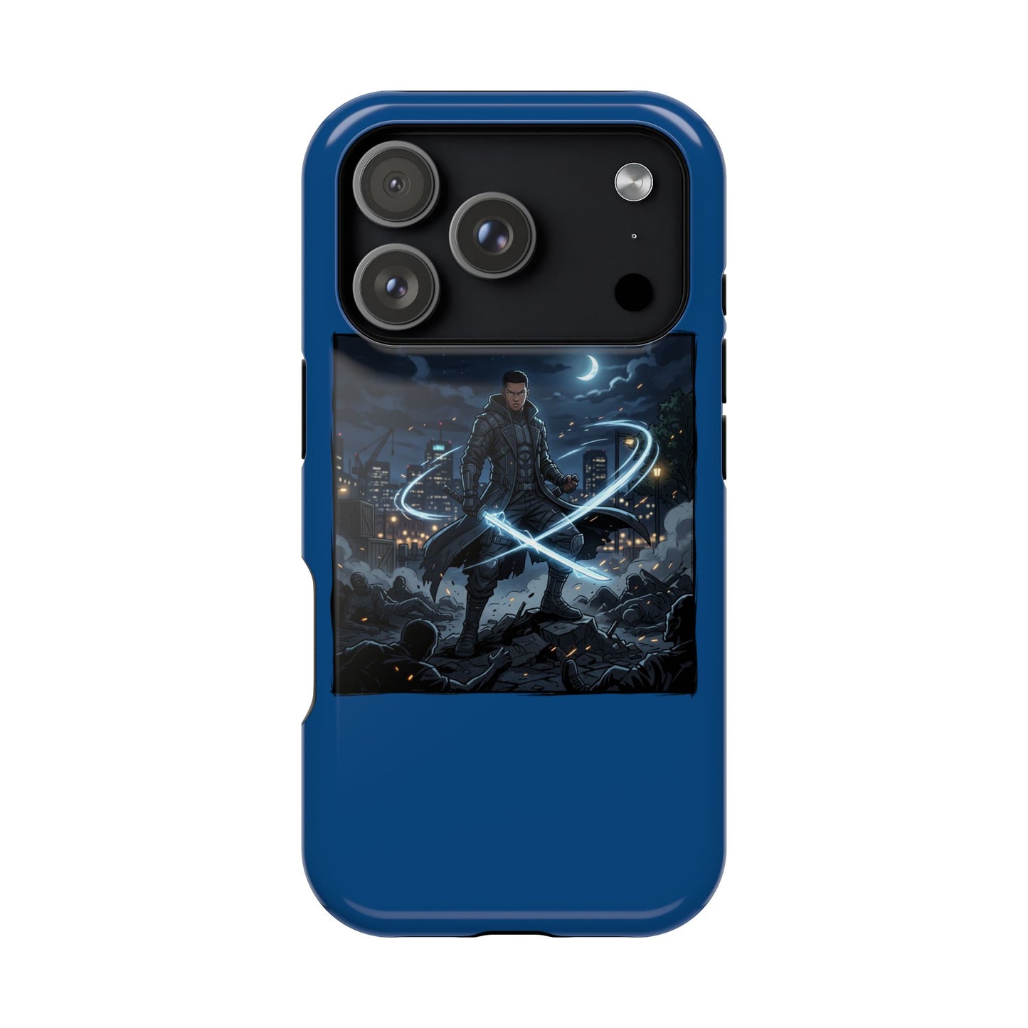 Magnetic Impact-Resistant Phone Case — Night Warrior Sci‑Fi Design