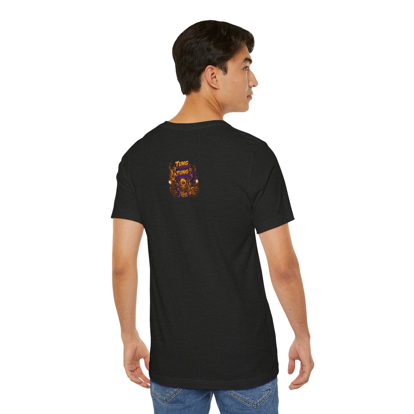 Tung Tung Tung Sahur Header Goal Soccer Action Graphic Tee — Team Court Night Design