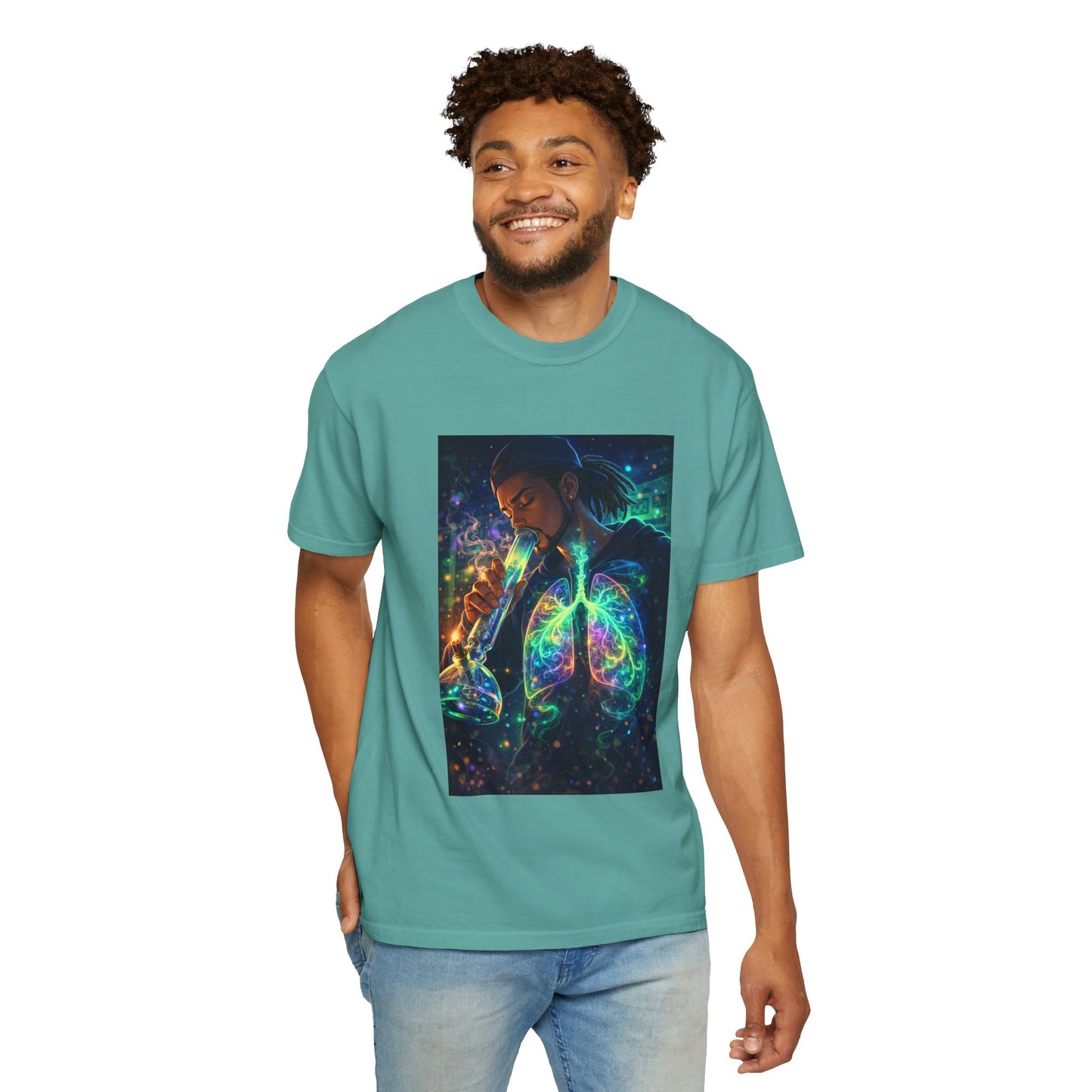 Cosmic Lungs T-Shirt — Neon Anatomical Art Tee