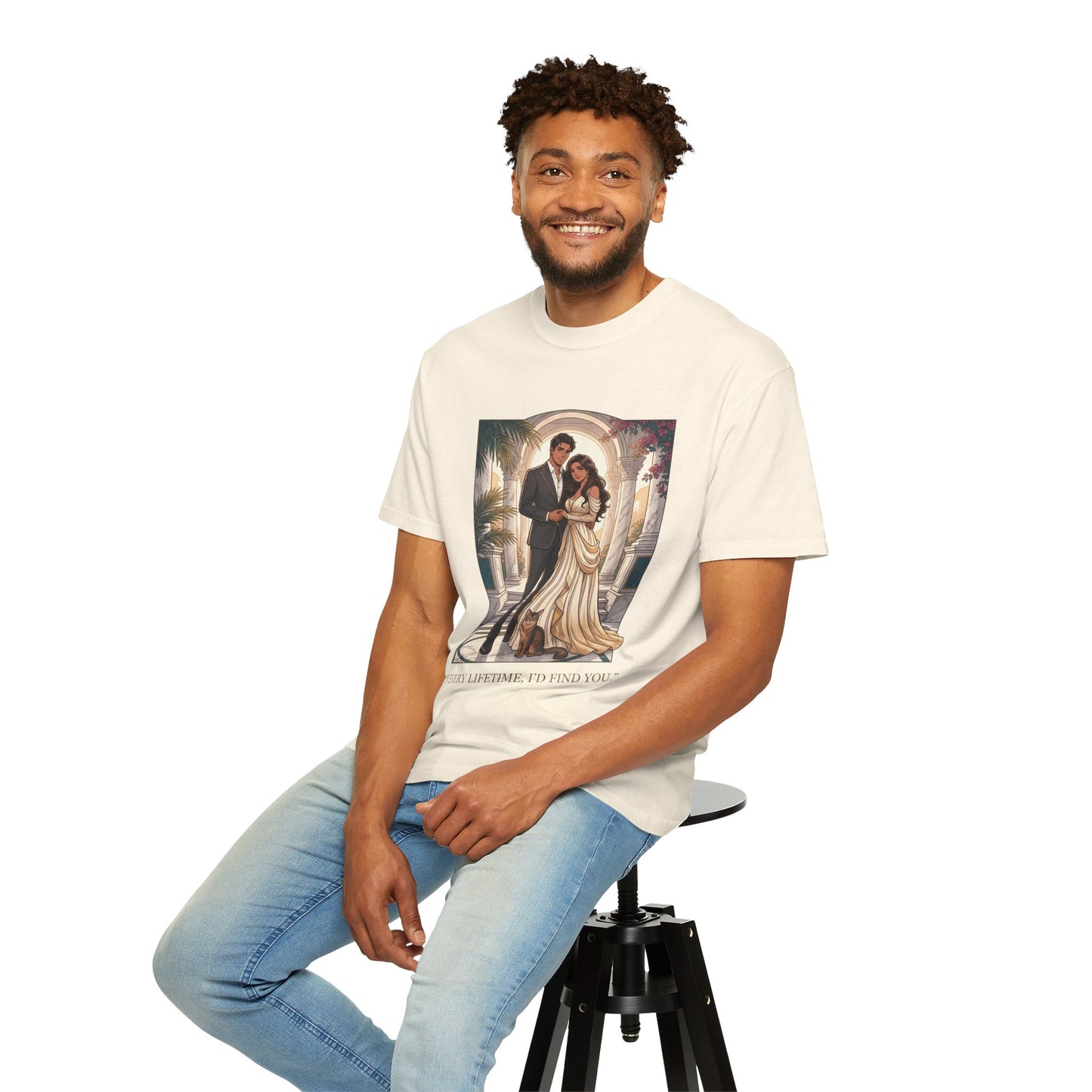 Romantic Vintage Wedding Portrait T-Shirt — "In Every Lifetime, I'd Find You"