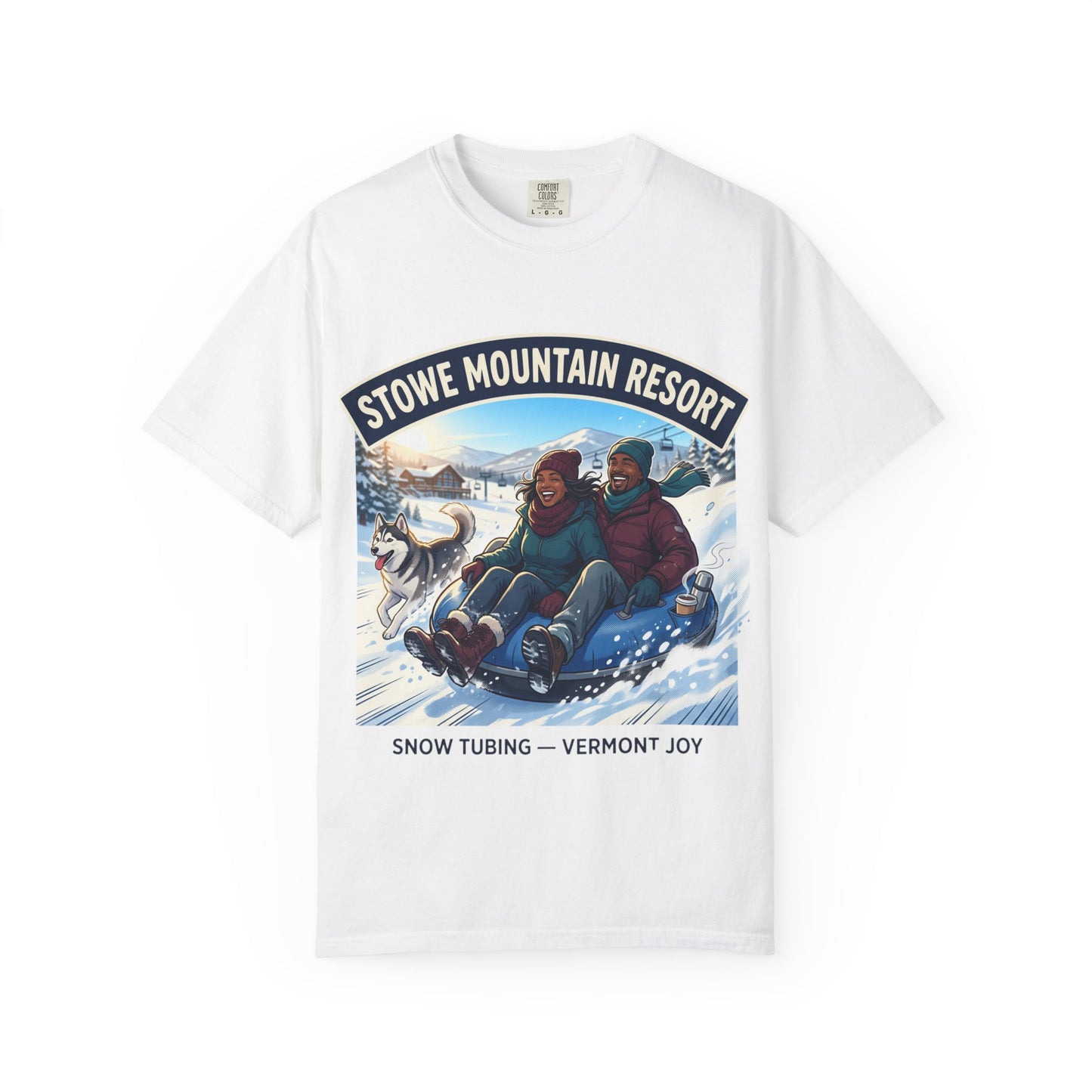 Stowe Mountain Resort Snow Tubing T-Shirt — "Vermont Joy" Winter Apparel