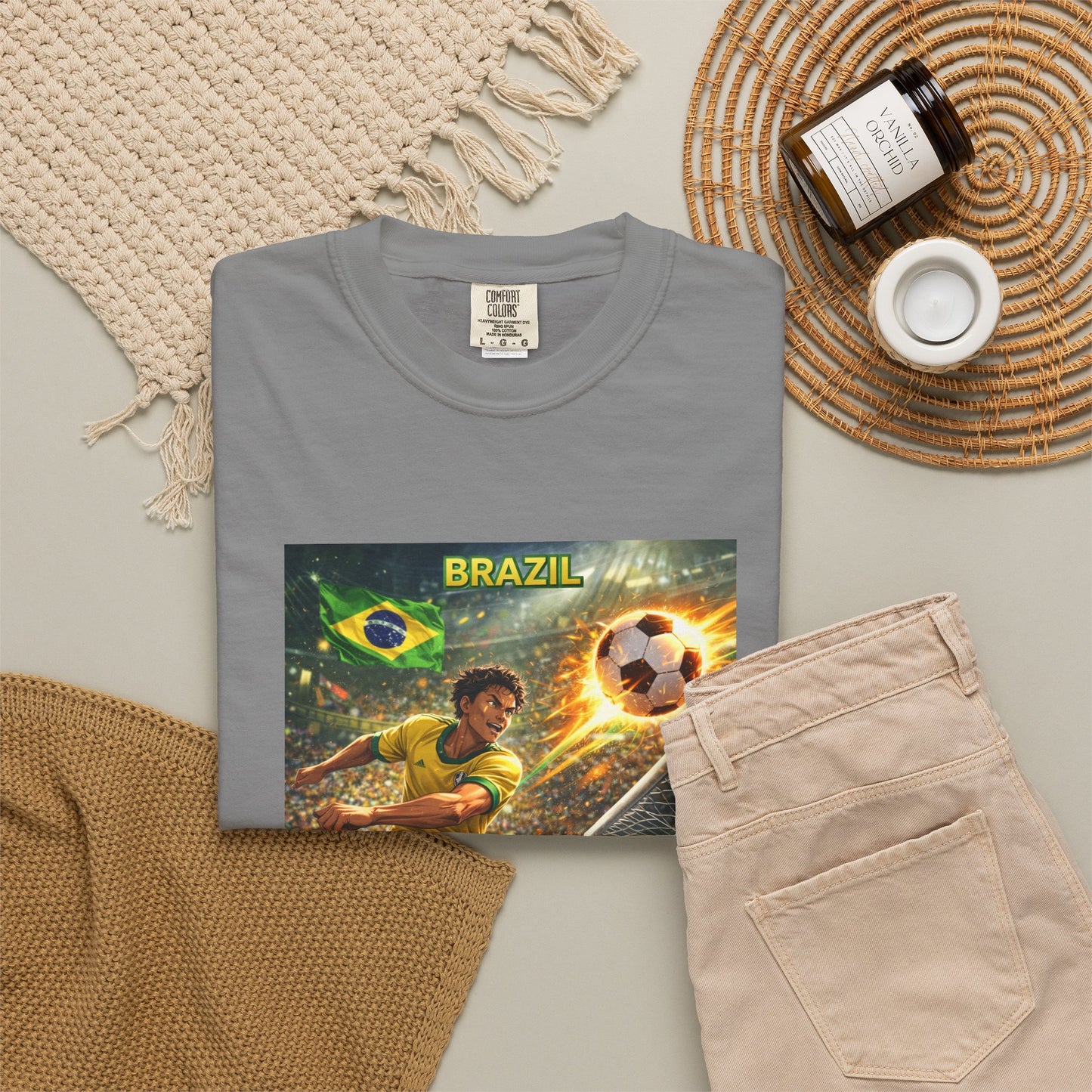 Brazil Soccer T-Shirt – Vintage Player Kick Graphic (Brazil)