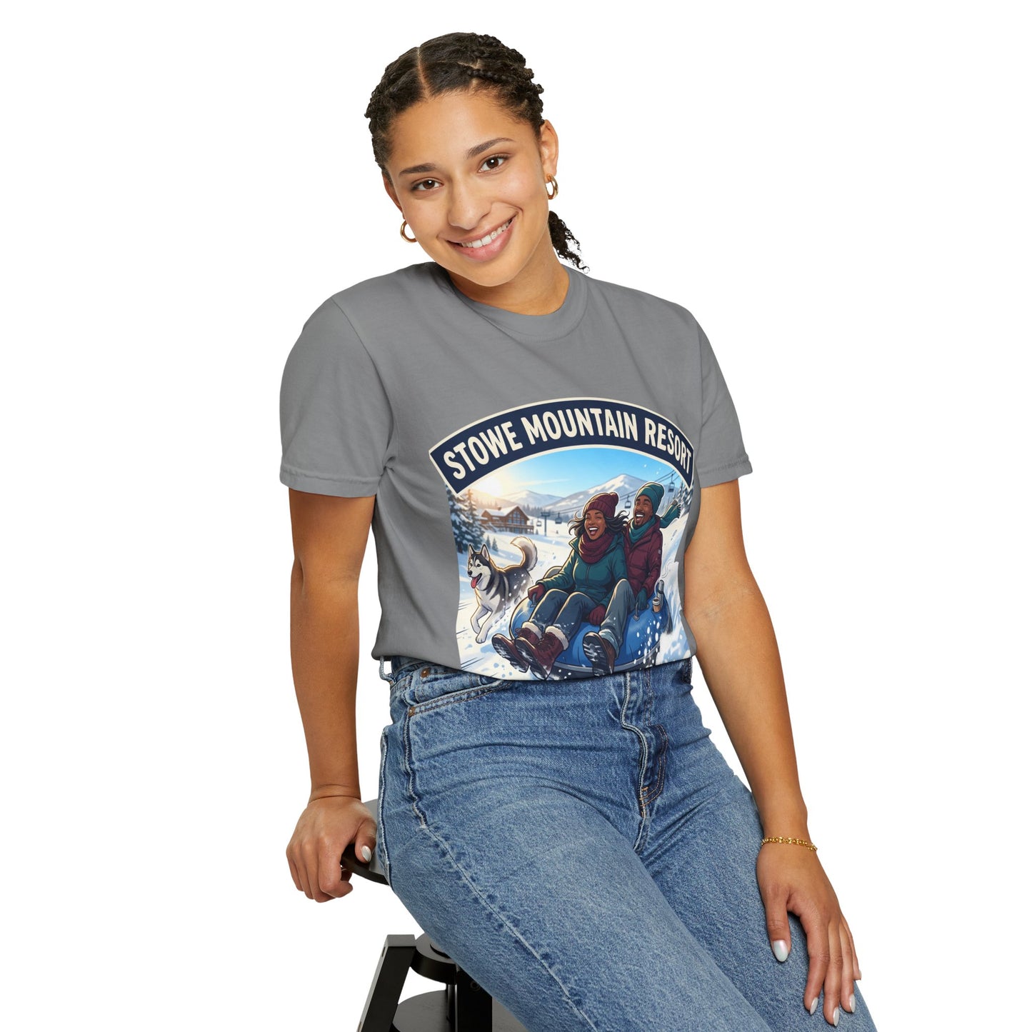 Stowe Mountain Resort Snow Tubing T-Shirt — "Vermont Joy" Winter Apparel