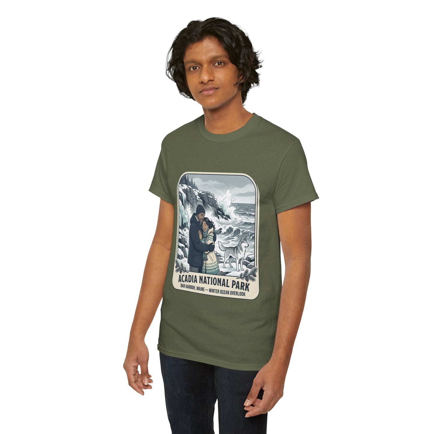Acadia National Park Tee — Coastal Winter Couple Graphic