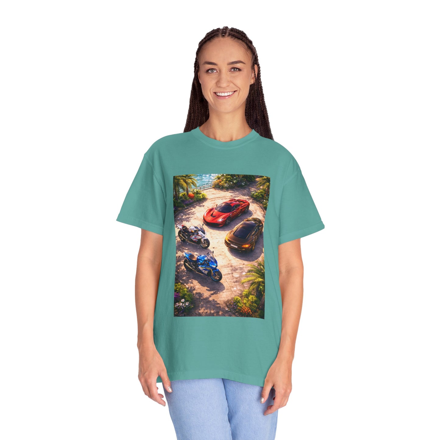 MULTI-VEHICLE - T-Shirt — Tropical Sports Cars & Motorbikes Print