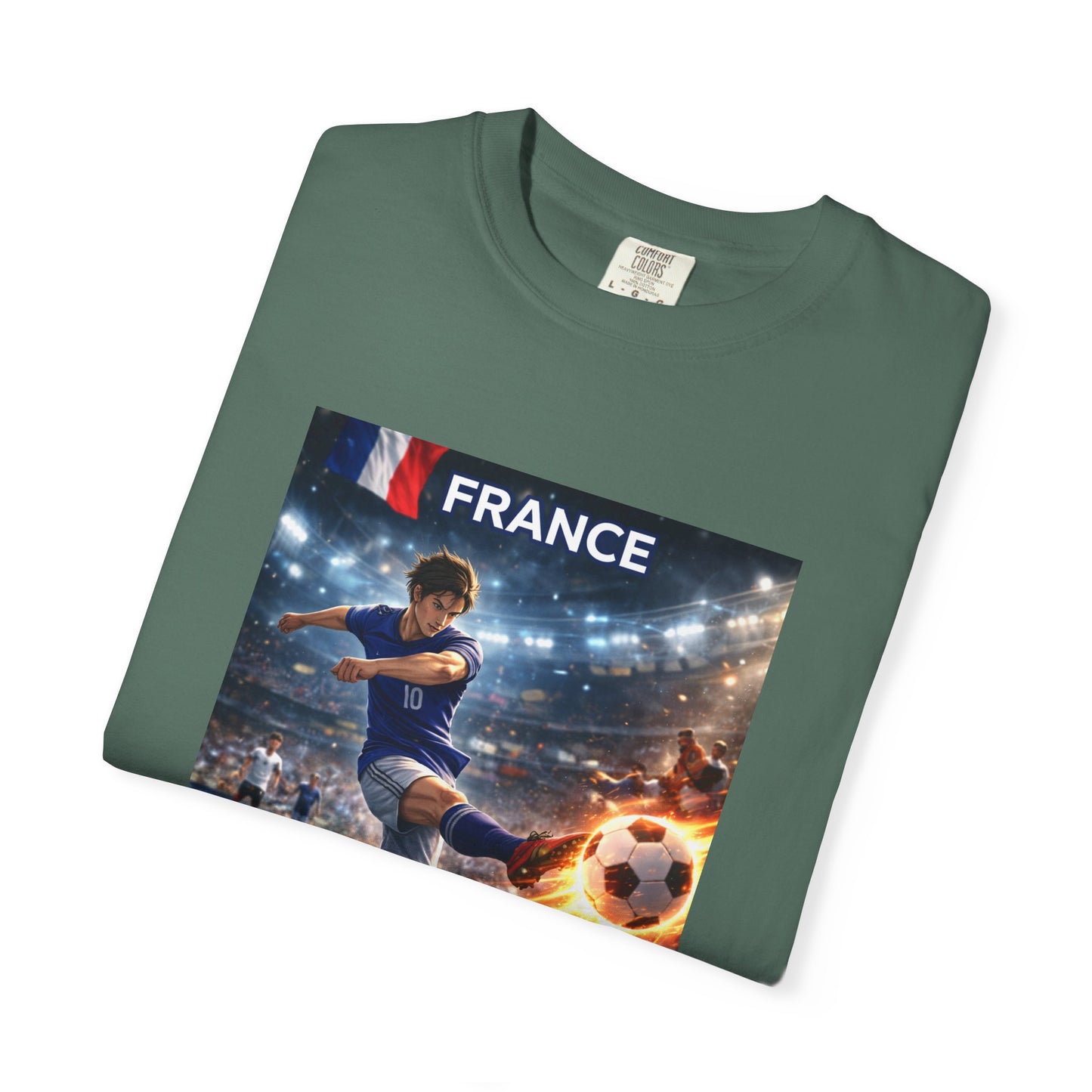 France Soccer Player Graphic T-Shirt — Football Kick Stadium Design