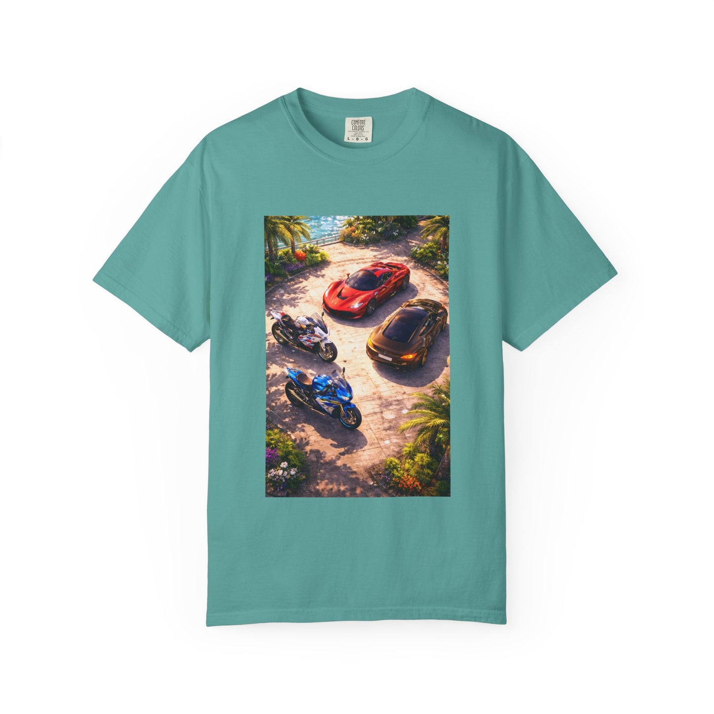 MULTI-VEHICLE - T-Shirt — Tropical Sports Cars & Motorbikes Print