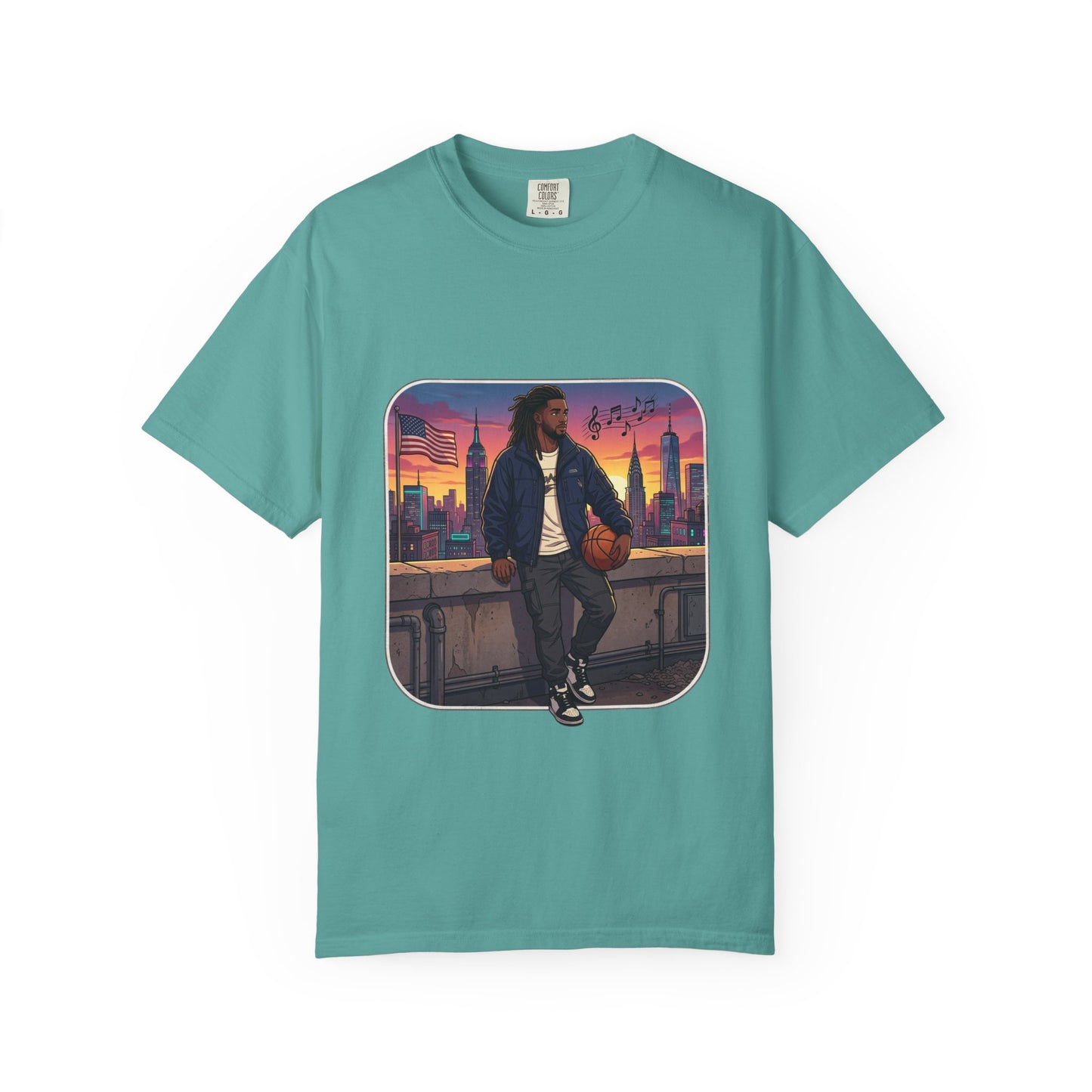 City Sunset Basketball Player T-Shirt — Urban Hoop Lifestyle Tee