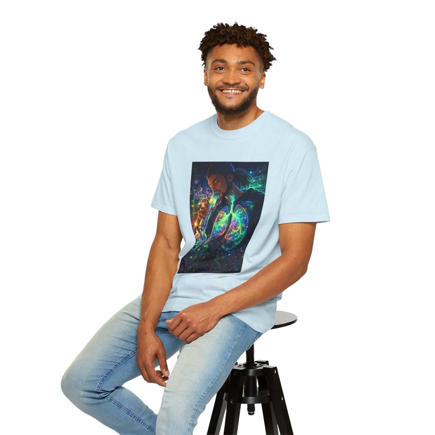 Cosmic Lungs T-Shirt — Neon Anatomical Art Tee