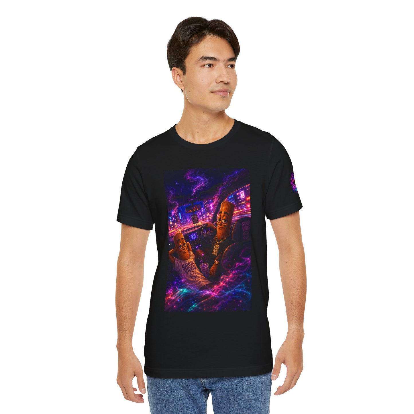 Tung Tung Tung Sahur Who Ride Like Us T-Shirt — Night Cruise Vaporwave Graphic Tee