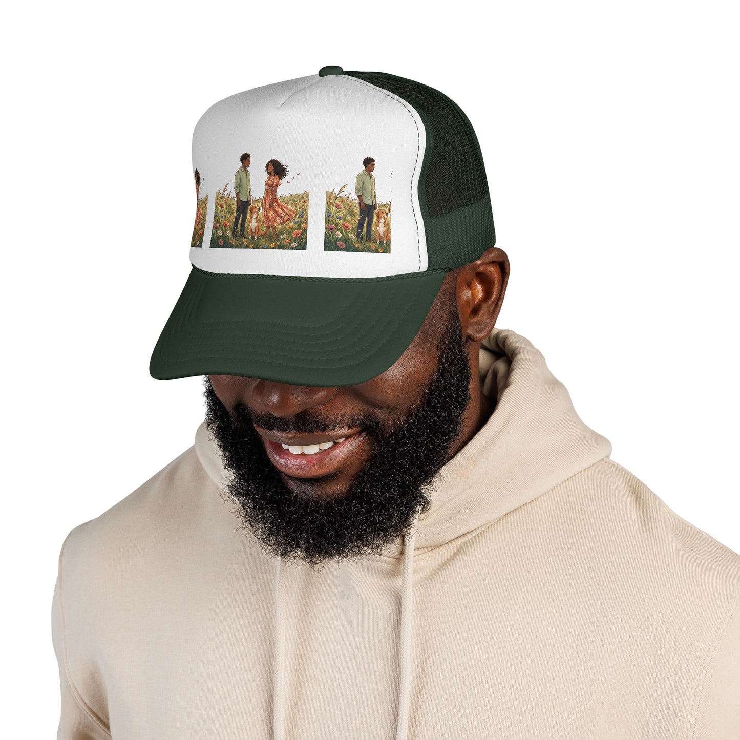 Trucker Cap — Boho Couple Meadow Illustration Hat