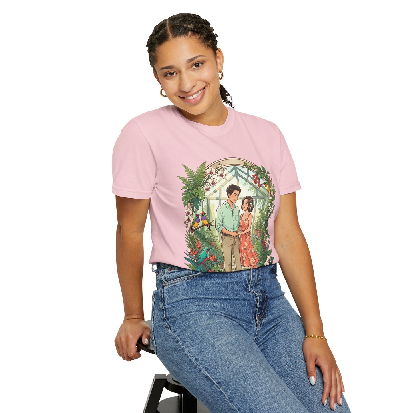 Romantic Greenhouse Couples T-Shirt — “Love Grows Where We Nurture It”