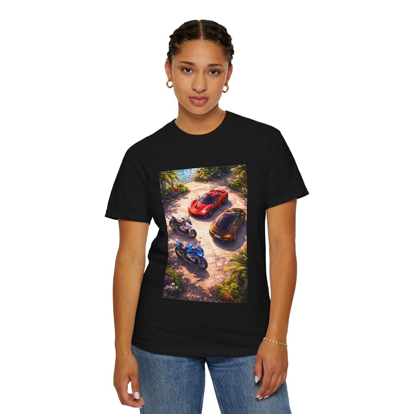 MULTI-VEHICLE - T-Shirt — Tropical Sports Cars & Motorbikes Print