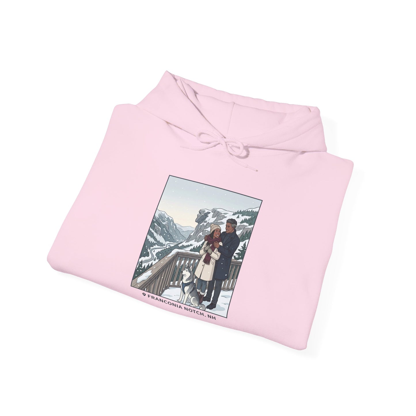 Winter Couple Photo Hoodie — Vintage Alps Travel Graphic Sweatshirt