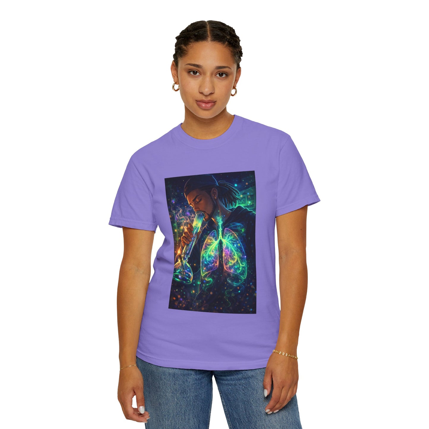 Cosmic Lungs T-Shirt — Neon Anatomical Art Tee