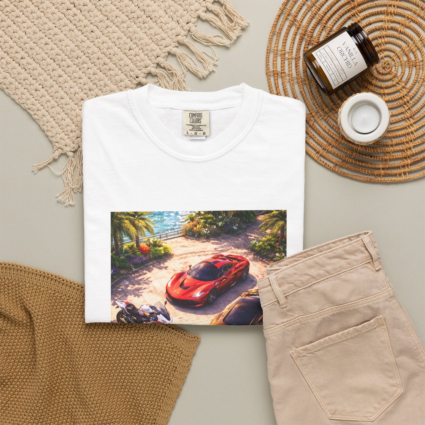 MULTI-VEHICLE - T-Shirt — Tropical Sports Cars & Motorbikes Print