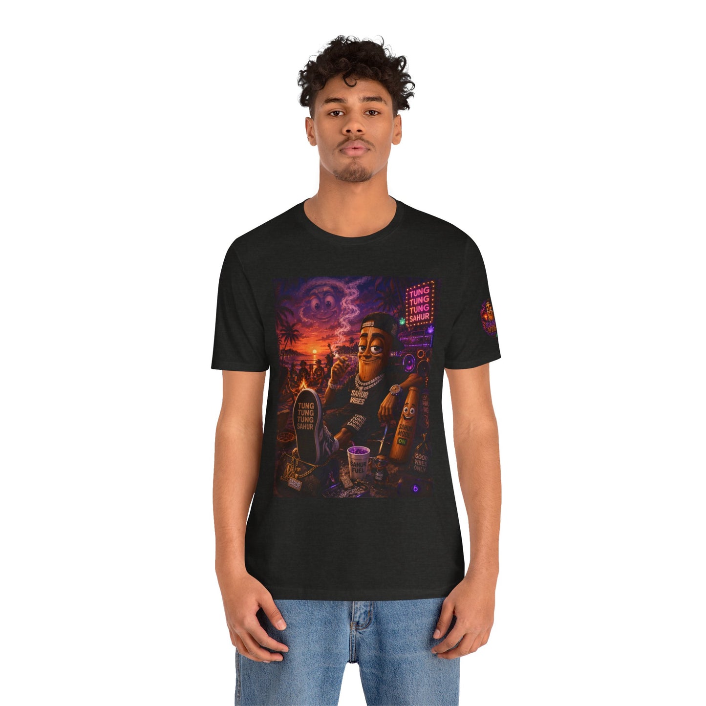 Tung Tung Tung Sahur Laid-Back Nightlife Graphic Tee — "Things Take Time" Urban Cartoon Design