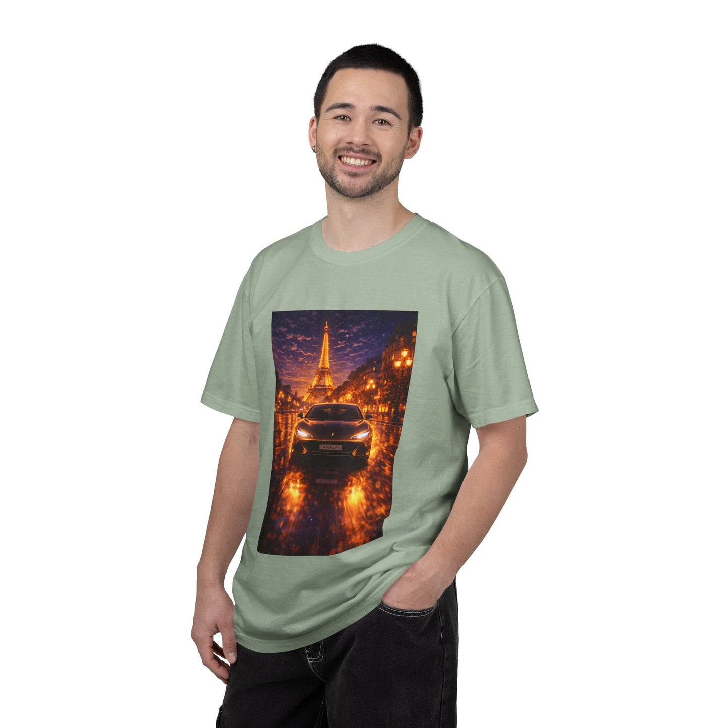 Paris Night Drive T-Shirt — Eiffel Tower Car Scene