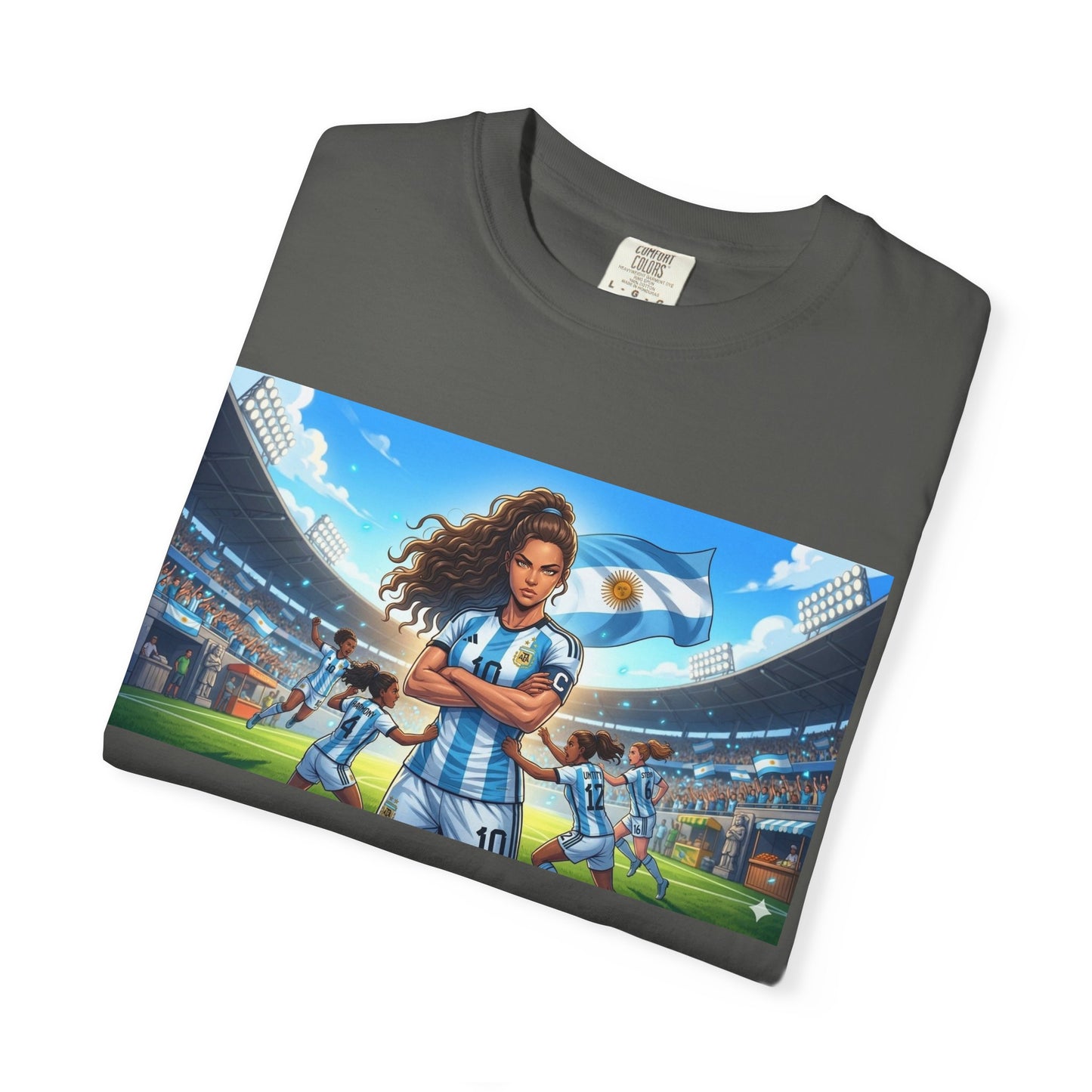 Argentina Soccer Heroine Stadium T-Shirt – Female Soccer Player Graphic Tee