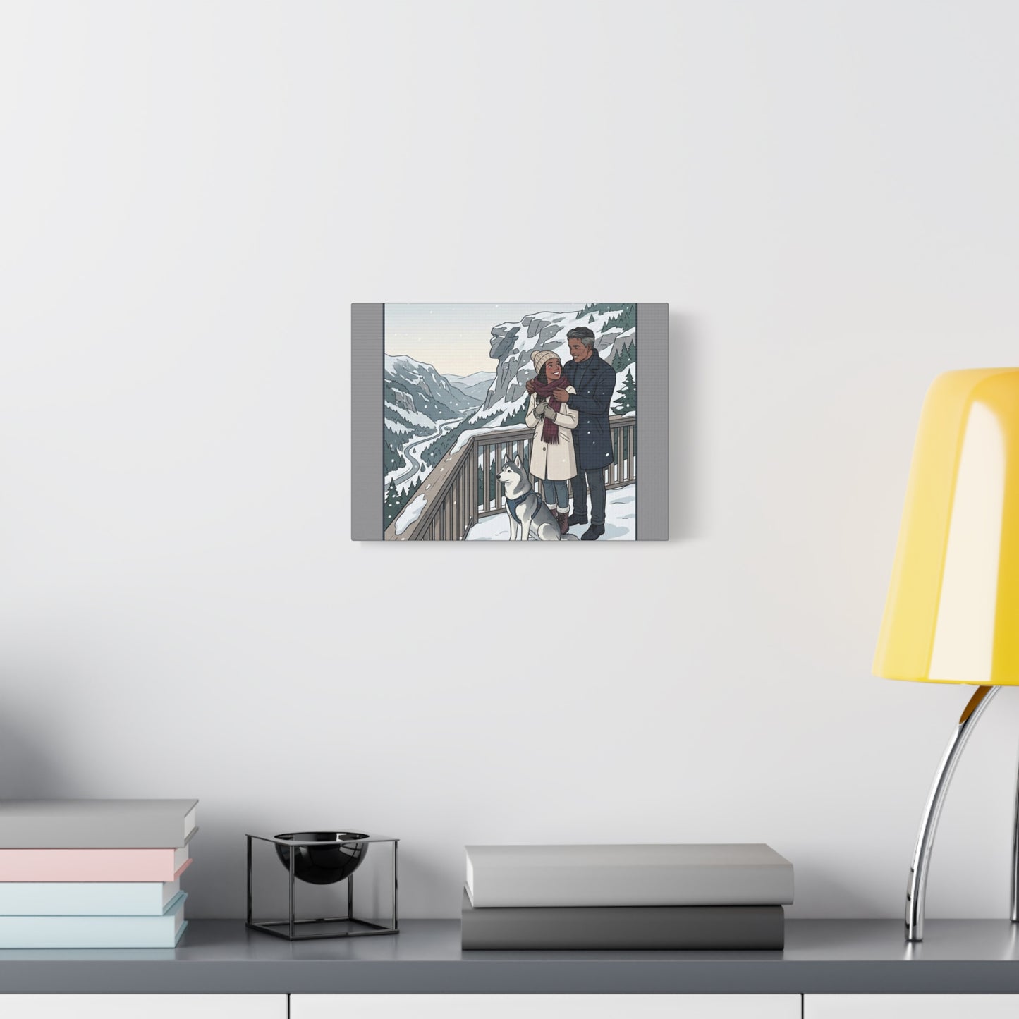 Franconia Notch Winter Couple Canvas Wall Art — Scenic New Hampshire Snowy Overlook Print