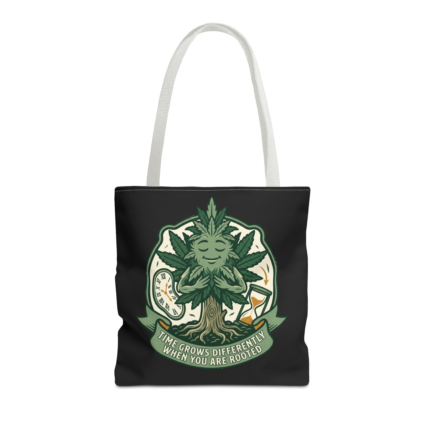 Rooted Tree Spirit Tote Bag — “Time Grows Different When You Are Rooted” Eco Tote