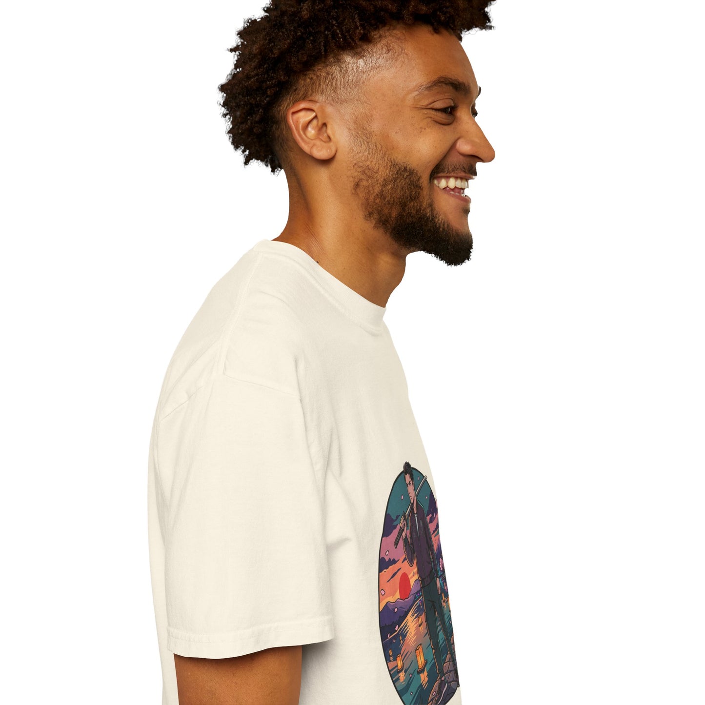 Vintage Night Harbor T-Shirt — Retro Sunset Fisherman Graphic Tee