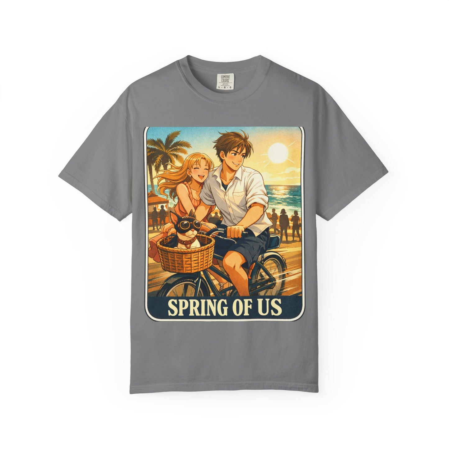 Spring of Us T-Shirt — Vintage Beach Couple Bicycle Design