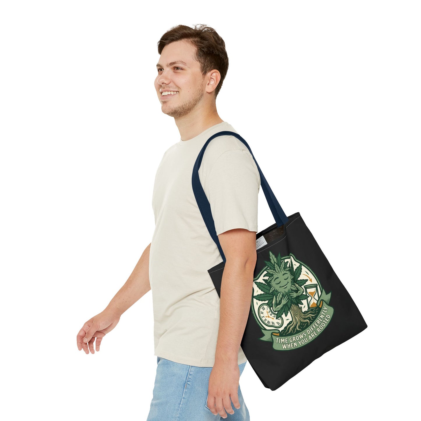 Rooted Tree Spirit Tote Bag — “Time Grows Different When You Are Rooted” Eco Tote