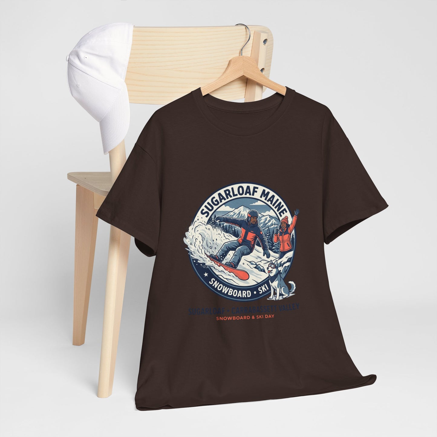 Sugarloaf Maine Snowboard & Ski T‑Shirt — Sugarloaf‑Carrabassett Valley Retro Graphic Tee