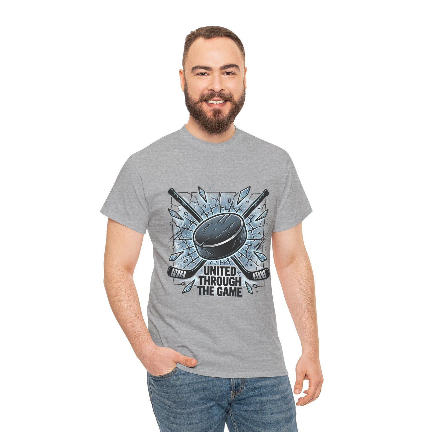 Hockey T-Shirt — "United Through the Game" Graphic Tee