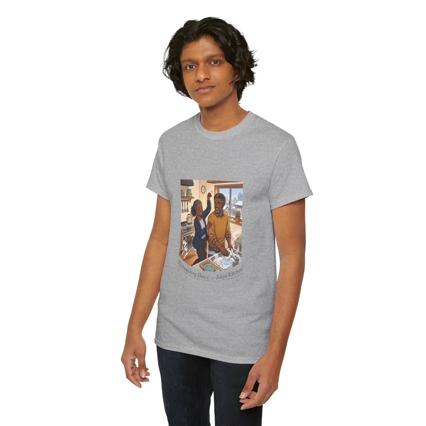 Dishwashing Dance Tee — Couple Kitchen Graphic T-Shirt
