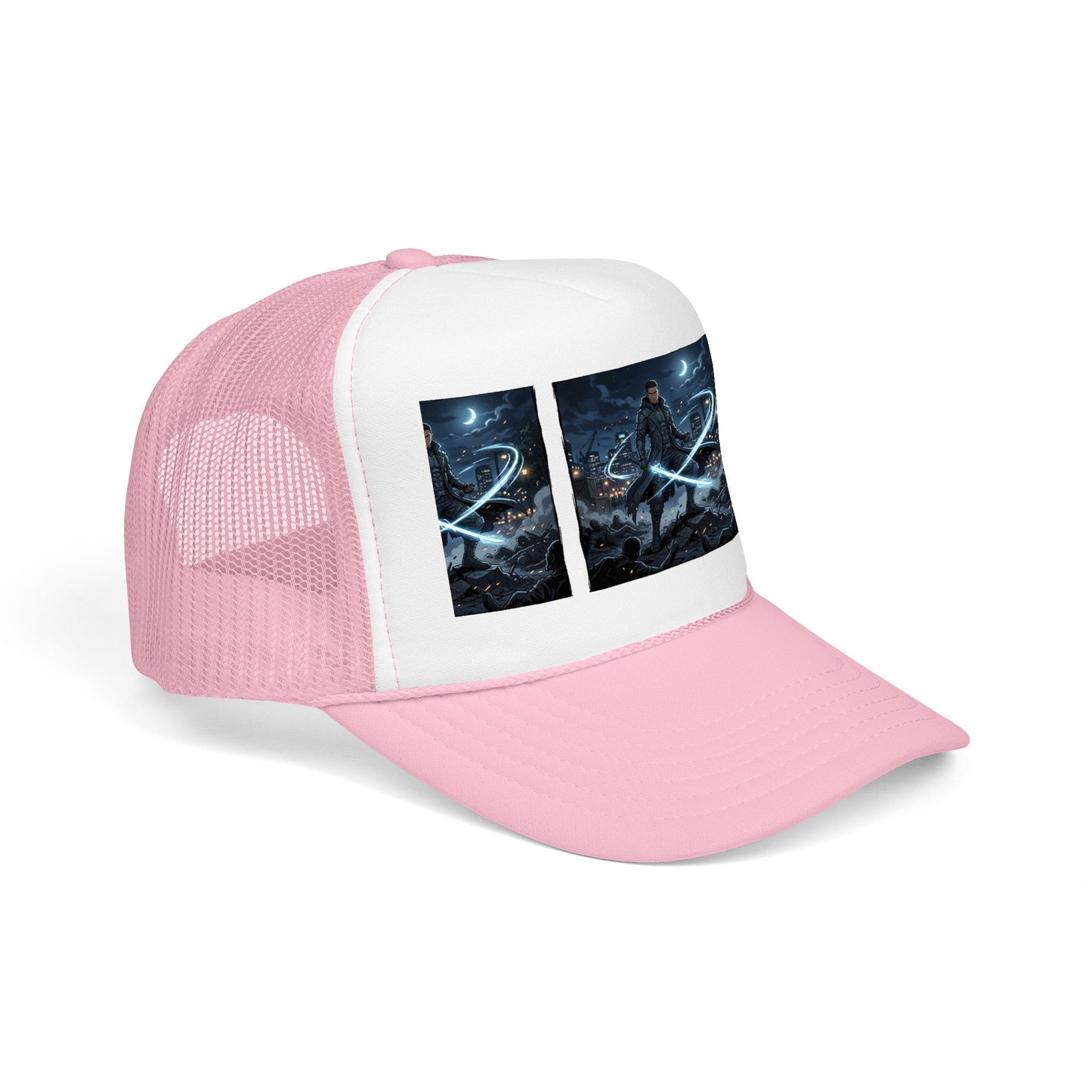 Trucker Hat — Neon Samurai Triptych Foam Trucker Cap