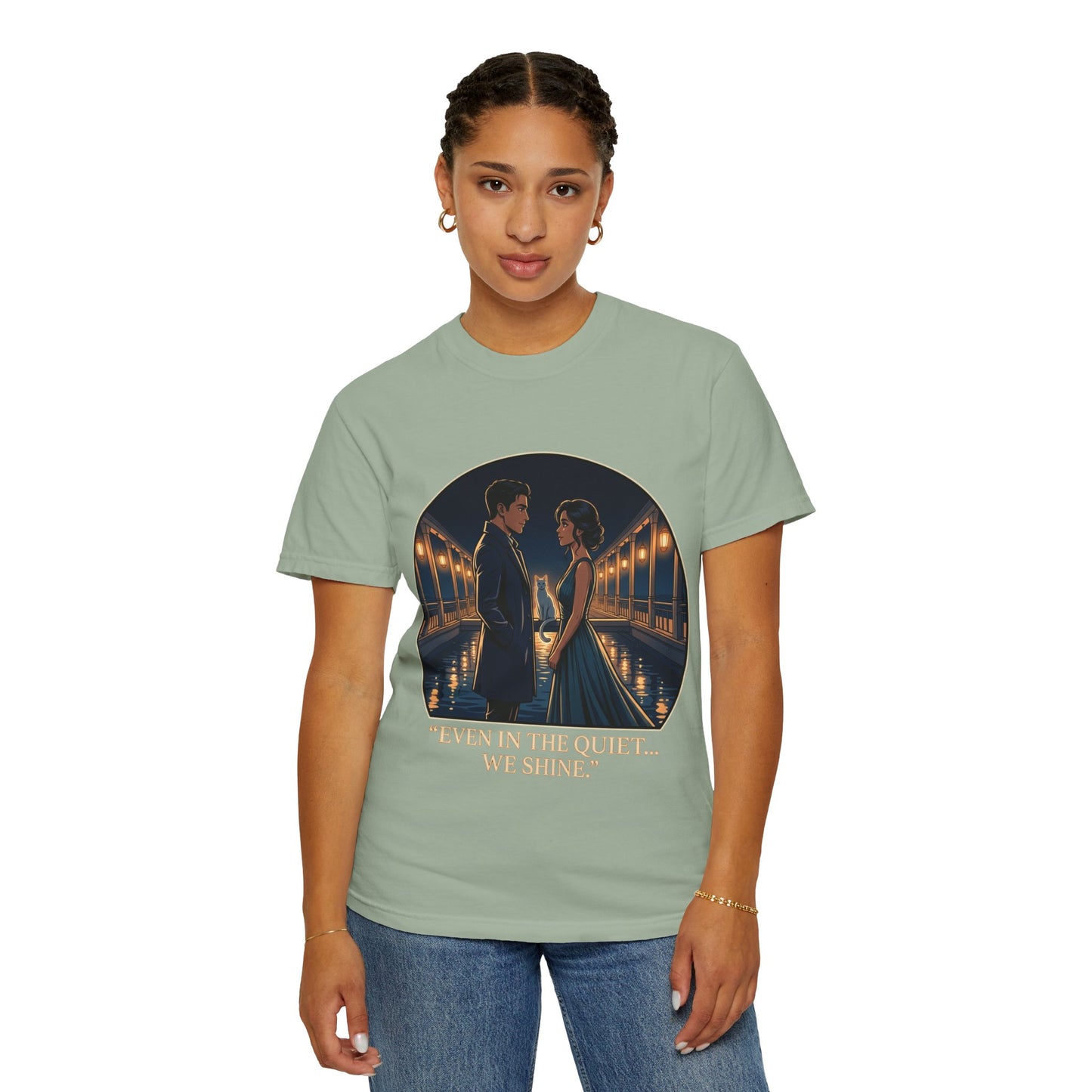 Romantic Night Stroll T-Shirt — "Even in the Quiet... We Shine" Graphic Tee