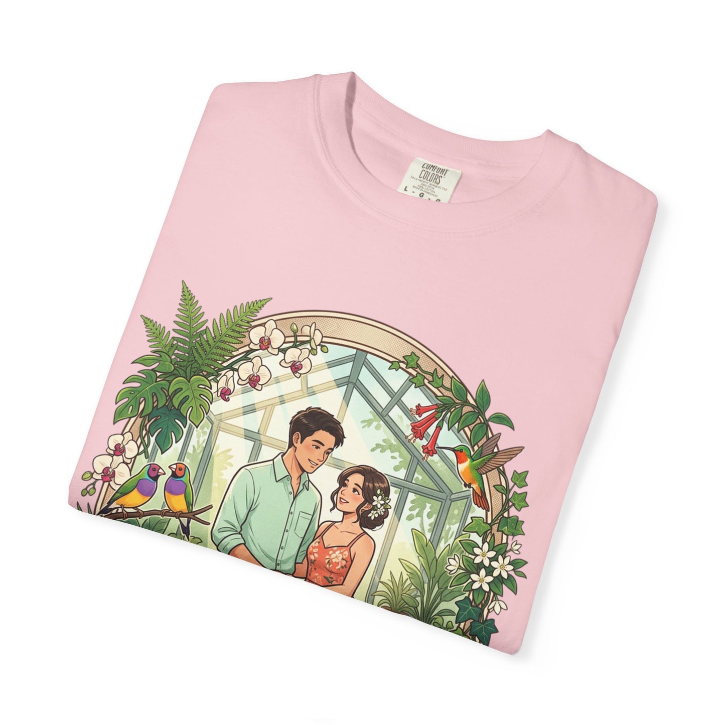 Romantic Greenhouse Couples T-Shirt — “Love Grows Where We Nurture It”