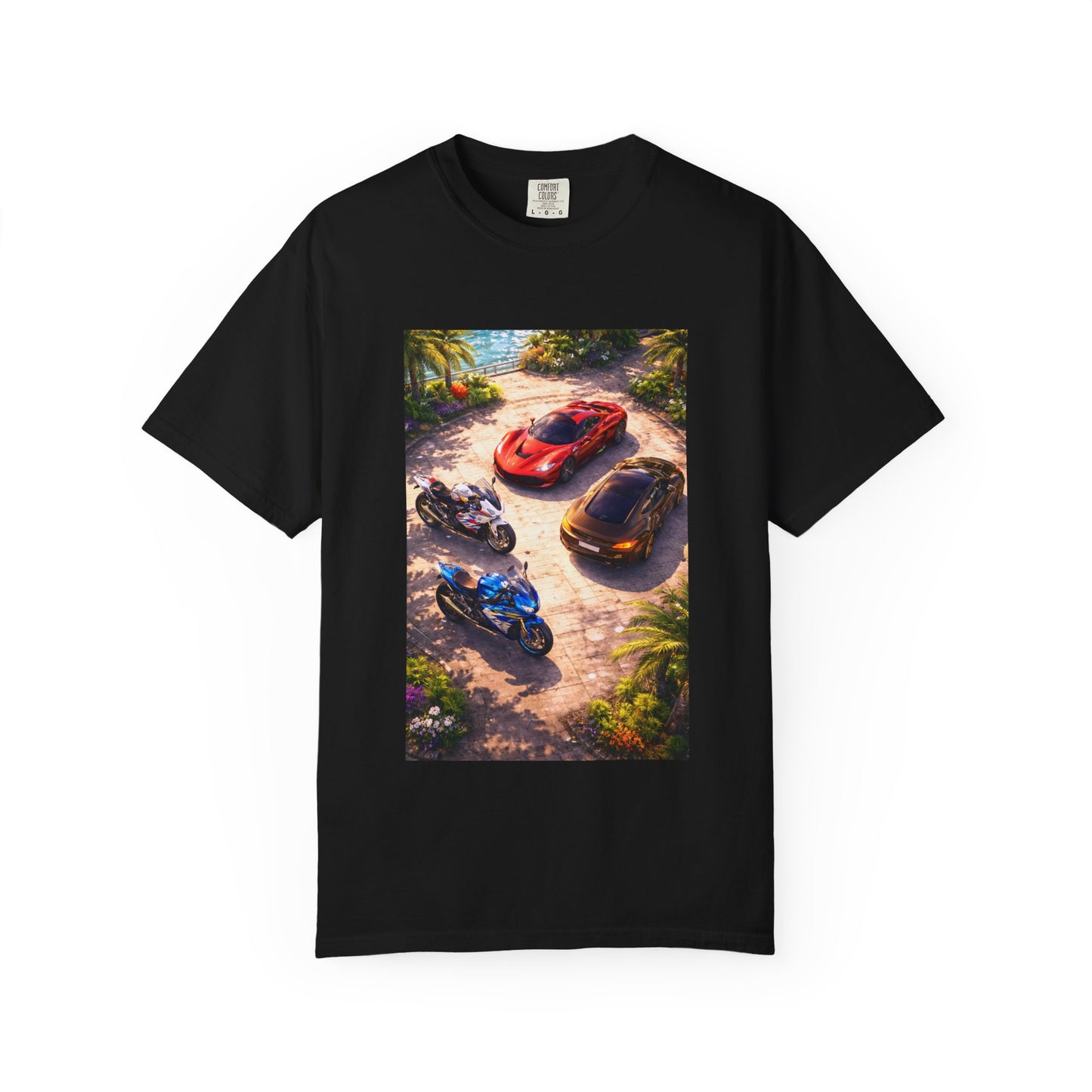 MULTI-VEHICLE - T-Shirt — Tropical Sports Cars & Motorbikes Print
