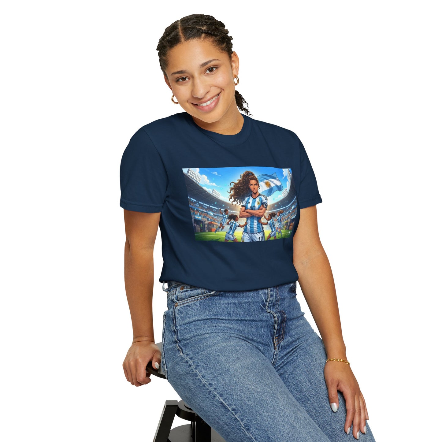 Argentina Soccer Heroine Stadium T-Shirt – Female Soccer Player Graphic Tee