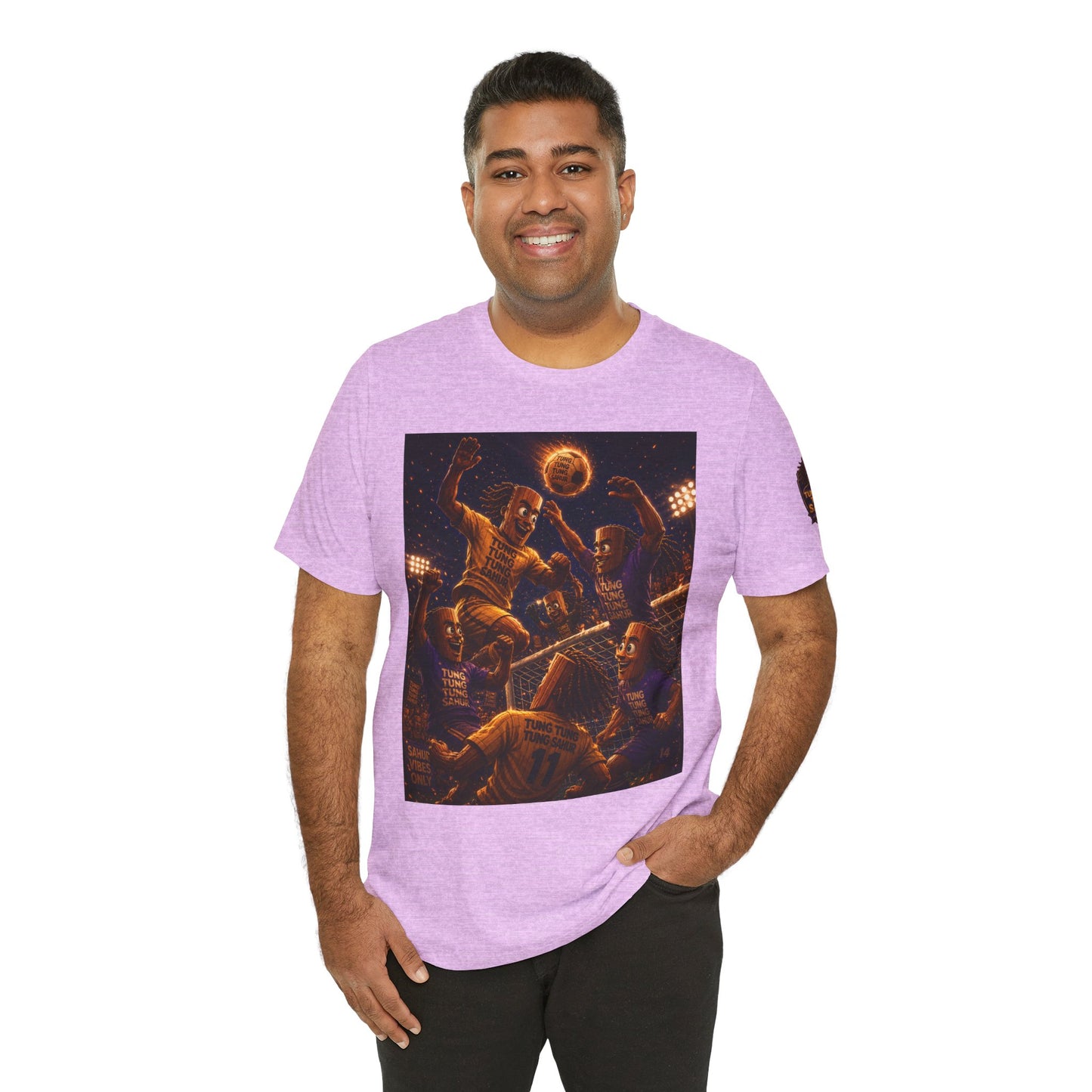 Tung Tung Tung Sahur Header Goal Soccer Action Graphic Tee — Team Court Night Design