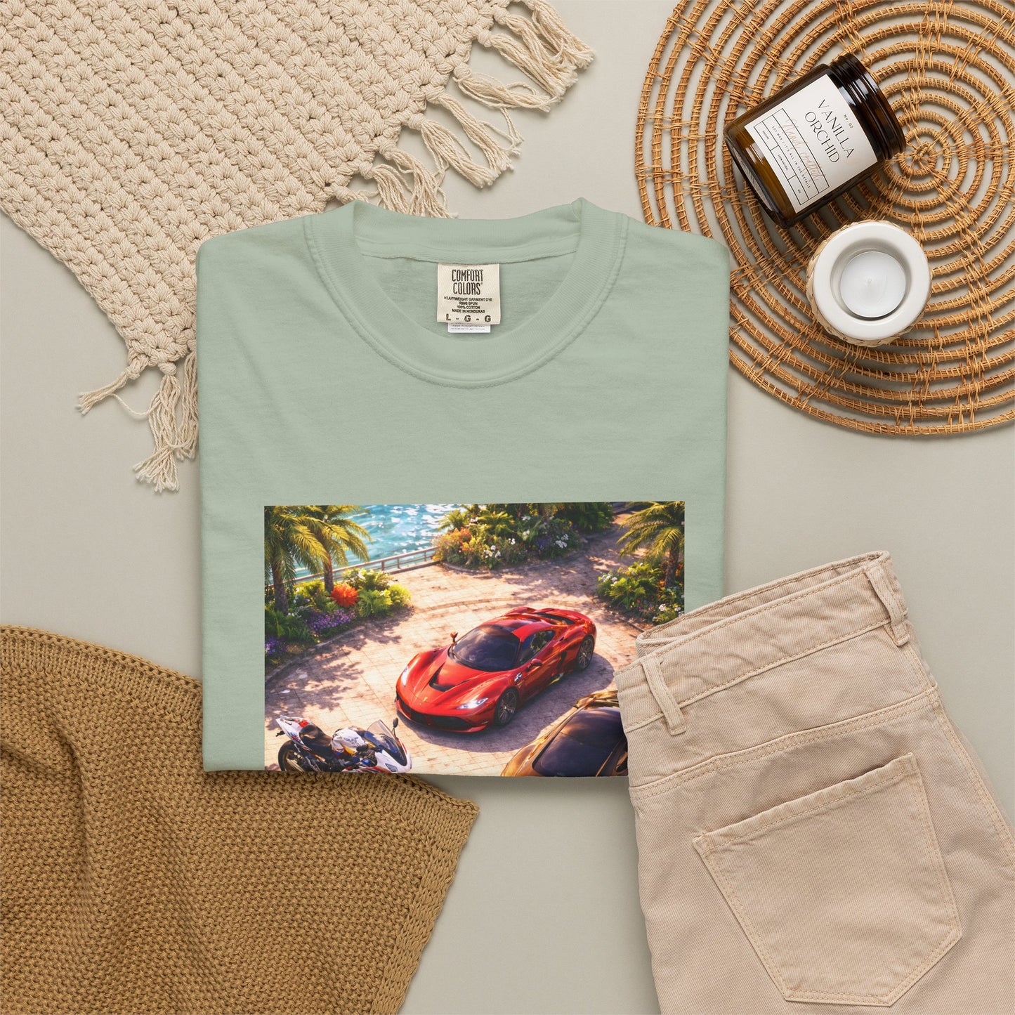 MULTI-VEHICLE - T-Shirt — Tropical Sports Cars & Motorbikes Print