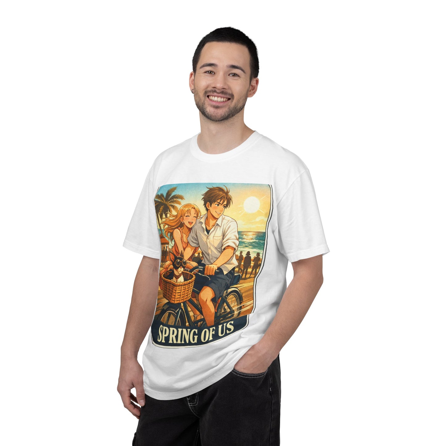Spring of Us T-Shirt — Vintage Beach Couple Bicycle Design