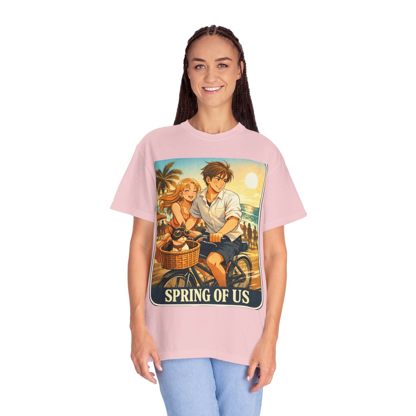 Spring of Us T-Shirt — Vintage Beach Couple Bicycle Design