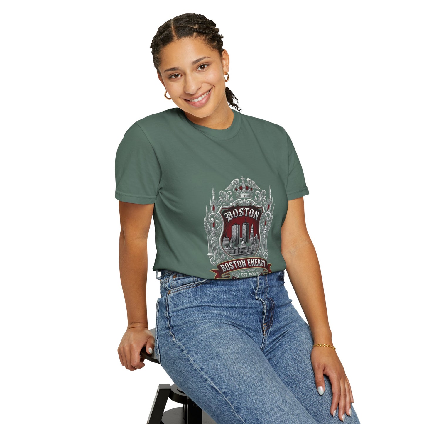 Boston Energy Vintage Crest T-Shirt — Retro City Skyline Tee